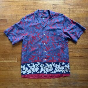 Arnold Zimberg Studio Camp Shirt Floral Print Short Sleeve Button Up Top‎ Medium